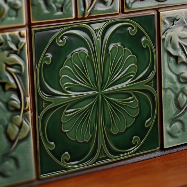 Emerald Green Wall Decor Art Nouveau Ceram Tile (Creator Uploaded)