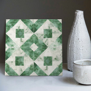Emerald Green Wall Decor Art Nouveau Mosaic Tile