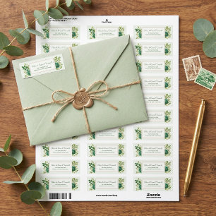 Emerald Green Watercolor Gold Frame Return Address