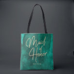 Emerald Green Watercolor & Gold Maid of Honour Tote Bag<br><div class="desc">Emerald Green Watercolor & Gold Faux Foil Lettering Perfect for Fall or Winter Wedding Monogram Maid of Honour tote bags With trendy Hand Lettered Script font! ~ Check my shop to see the entire wedding collection with this design!</div>