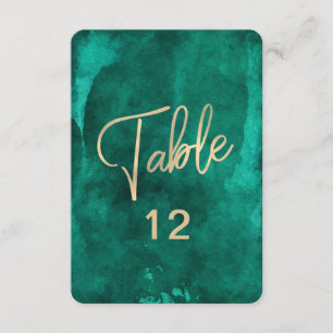 Emerald Green Watercolor & Gold Table Number Chart