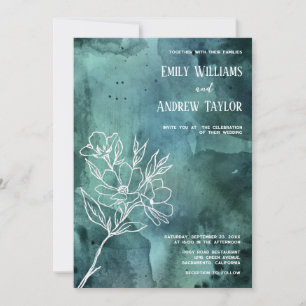 Emerald green watercolor minimalistic invitation