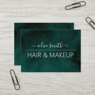 Emerald Green Watercolor Monogram Business Card
