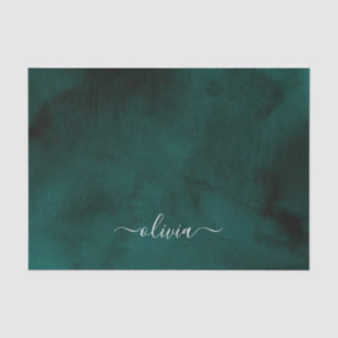 Emerald Green Watercolor Monogram Tissue Paper