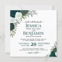 Emerald Green Watercolor Roses Elegant Wedding