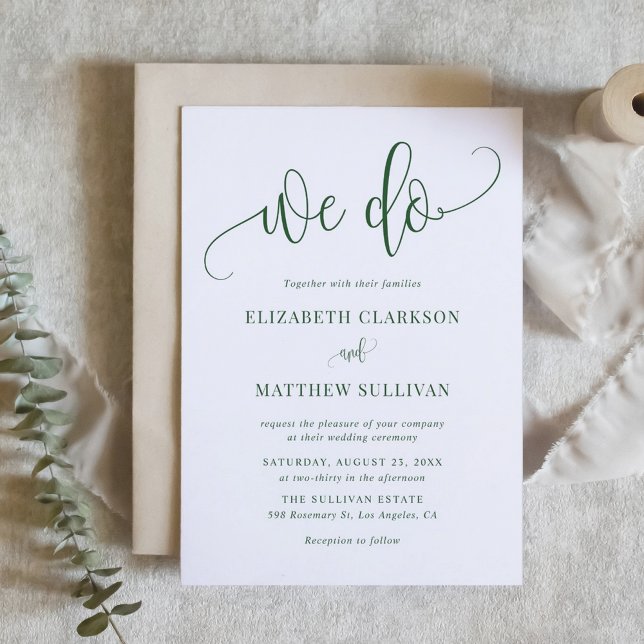 Emerald Green We Do Modern Calligraphy Wedding Invitation (Emerald Green We Do Modern Calligraphy Wedding Invitation)