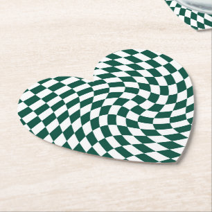 Emerald Green Wedding Collection Check Chequered Paper Coaster