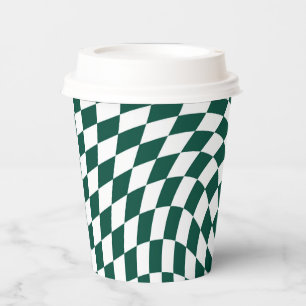 Emerald Green Wedding Collection Check Chequered Paper Cups