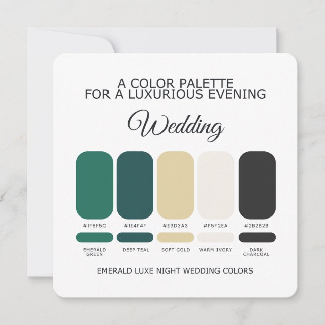 Emerald Green Wedding Colour Palette Card (Front)
