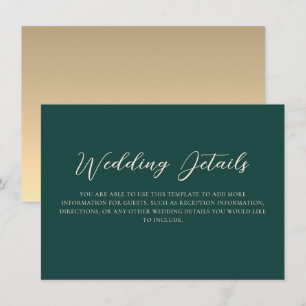 Emerald Green Wedding Details Enclosure Card