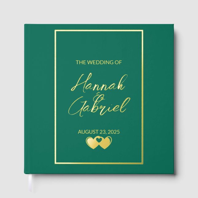 Emerald Green Wedding Guest Book (Front)