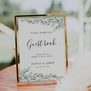 Emerald Green Wedding Guest Book Sign Template