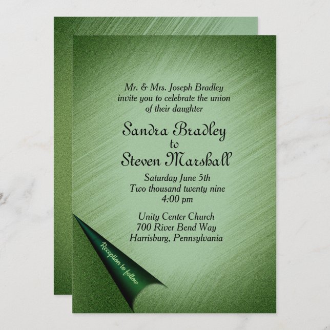 Emerald Green Wedding Invitation (Front/Back)