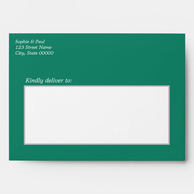 Emerald Green Wedding Invitation Envelope (Front)