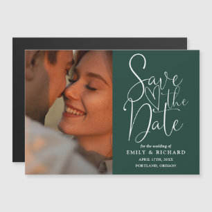 Emerald Green Wedding Photo Save The Date Magnetic Invitation
