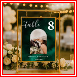 Emerald Green Wedding PHOTO Table Number  Poster<br><div class="desc">Emerald Green Wedding PHOTO Table Number Poster | Elegant Gold Luxe Personalised Picture Display Guide your guests to their tables with personalised charm using our exquisite Emerald Green Wedding PHOTO Table Number Poster! This stunning poster features your cherished photograph (perhaps from your engagement shoot or a meaningful moment) alongside a...</div>