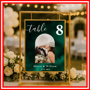 Emerald Green Wedding PHOTO Table Number  Poster