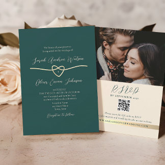 Emerald Green Wedding QR Code Invitation