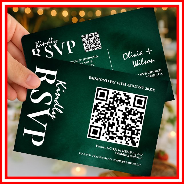 Emerald Green Wedding QR Code RSVP (Creator Uploaded)
