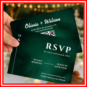 Emerald Green   Wedding QR RSVP Card