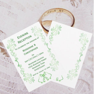 Emerald Green Wedding Reception Invitation Bells