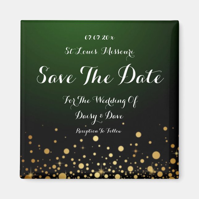 Emerald Green Wedding Save The Date Magnet  (Front)