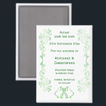 Emerald Green Wedding Save The Date Magnet Bells<br><div class="desc">Wedding save the date magnet bells design. Customise this green wedding save the date magnet with your wedding details. Should you require any help with customising then contact us through the link on this page. Emerald coloured bells design personalised wedding save the date magnet</div>