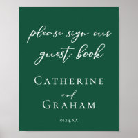 Emerald Green Wedding Sign Our Guest Book Poster