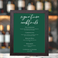 Emerald Green Wedding Signature Cocktails Bar Menu