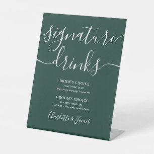Emerald Green Wedding Signature Drinks Pedesta Pedestal Sign