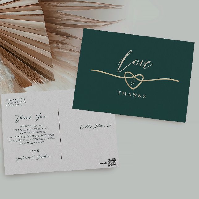 Emerald Green Wedding Thank You Postcard (Creator Uploaded)