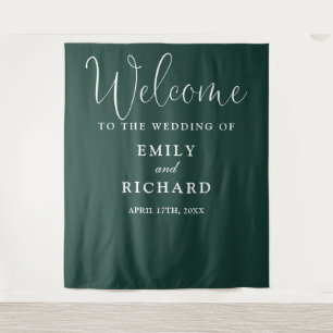 Emerald Green Wedding Welcome Photo Backdrop Tapestry