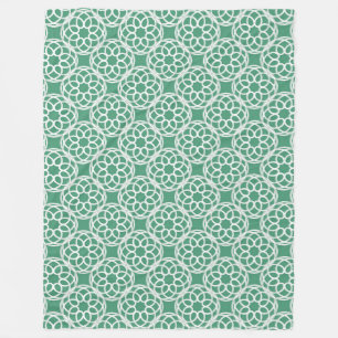 Emerald Green White Geometric Seamless Pattern Fleece Blanket