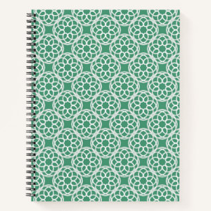Emerald Green White Geometric Seamless Pattern Notebook