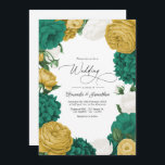 Emerald Green, White & Gold Floral Wedding Invitation<br><div class="desc">A timeless floral wedding invitation featuring elegant hand-painted botanical artwork surrounding your event details. Perfect for modern couples seeking a romantic, sophisticated aesthetic with customizable text, photo and a QR code for easy guest access to your wedding details or RSVP page. Designed for effortless personalization and available as part of...</div>