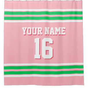 Emerald Green White Stripes Sports Jersey Shower Curtain