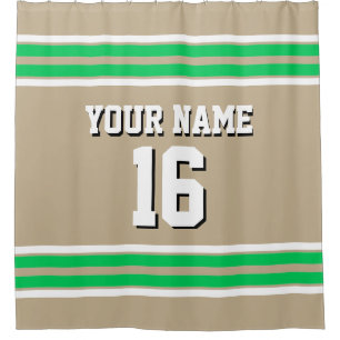 Emerald Green White Stripes Sports Jersey Shower Curtain