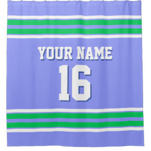 Emerald Green White Stripes Sports Jersey Shower Curtain