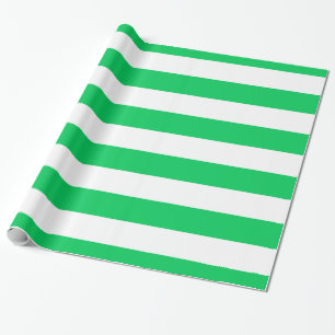 Emerald Green, White XL Stripes Pattern Wrapping Paper