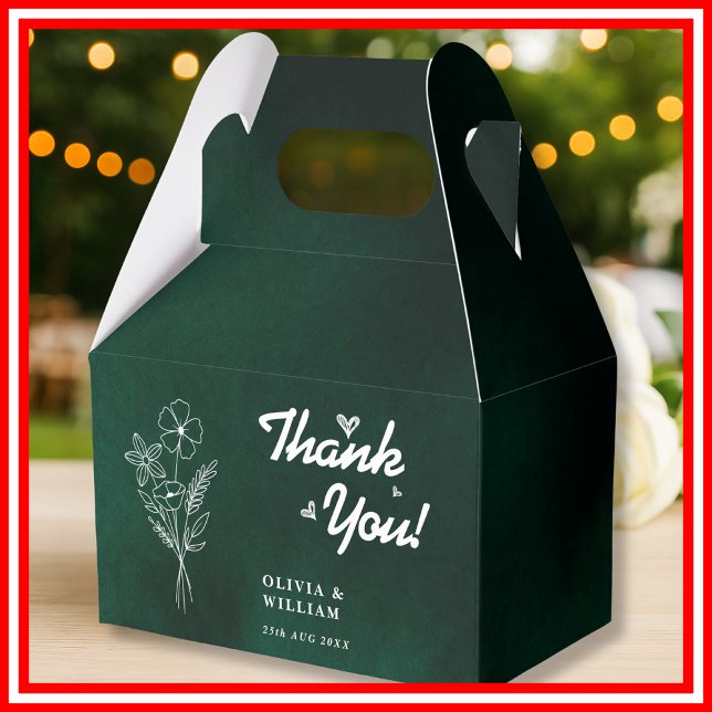 Emerald Green Wildflower Wedding Thank You Favour Box (Creator Uploaded)