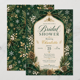Emerald Green Winter Bridal Shower Invitation