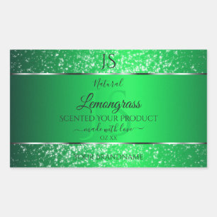 Emerald Green with Glitter Initials Product Labels