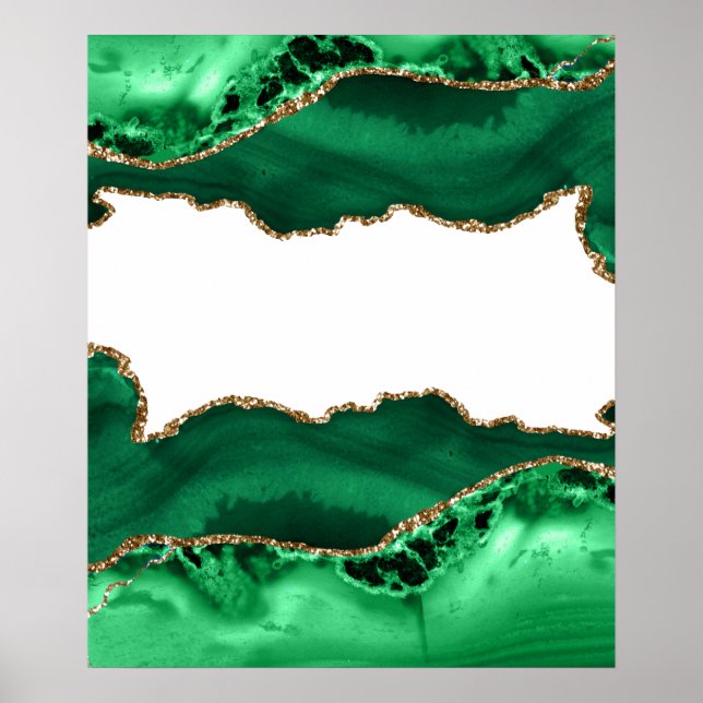 Emerald Green with Metallic Gold Agate  Poster (Front)