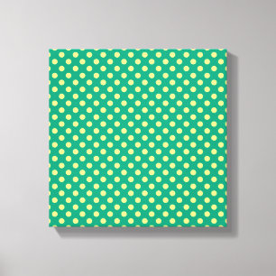Emerald Green with Yellow Polka Dots by STaylor Canvas Print