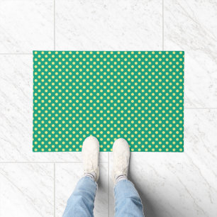 Emerald Green With Yellow Polka Dots by STaylor Doormat