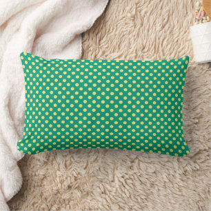 Emerald Green with Yellow Polka Dots by STaylor Lumbar Cushion