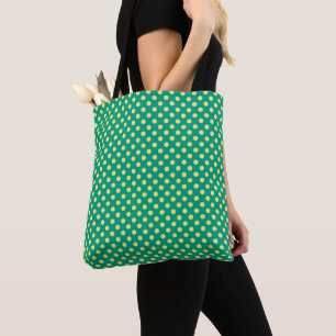 Emerald Green with Yellow Polka Dots by STaylor Tote Bag