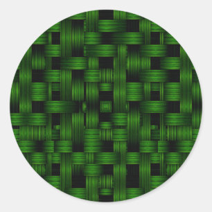 Emerald Green Woven Basket Texture Pattern Classic Round Sticker
