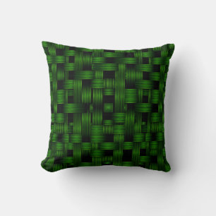 Emerald Green Woven Basket Texture Pattern Cushion