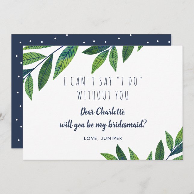 Emerald Greenery - Be My Bridesmaid Invitation (Front/Back)